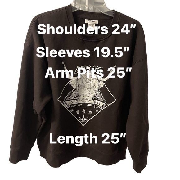 Ariat Women’s Taurus Oversized Crew Sweatshirt Western Highland Cow Sz L - Picture 3 of 11